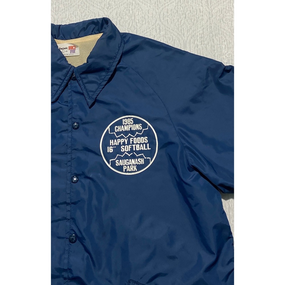 Vintage 80s King Louie Pro Fit Happy Foods Softball Jacket‎ Mens Size L USA Made - Picture 4 of 10
